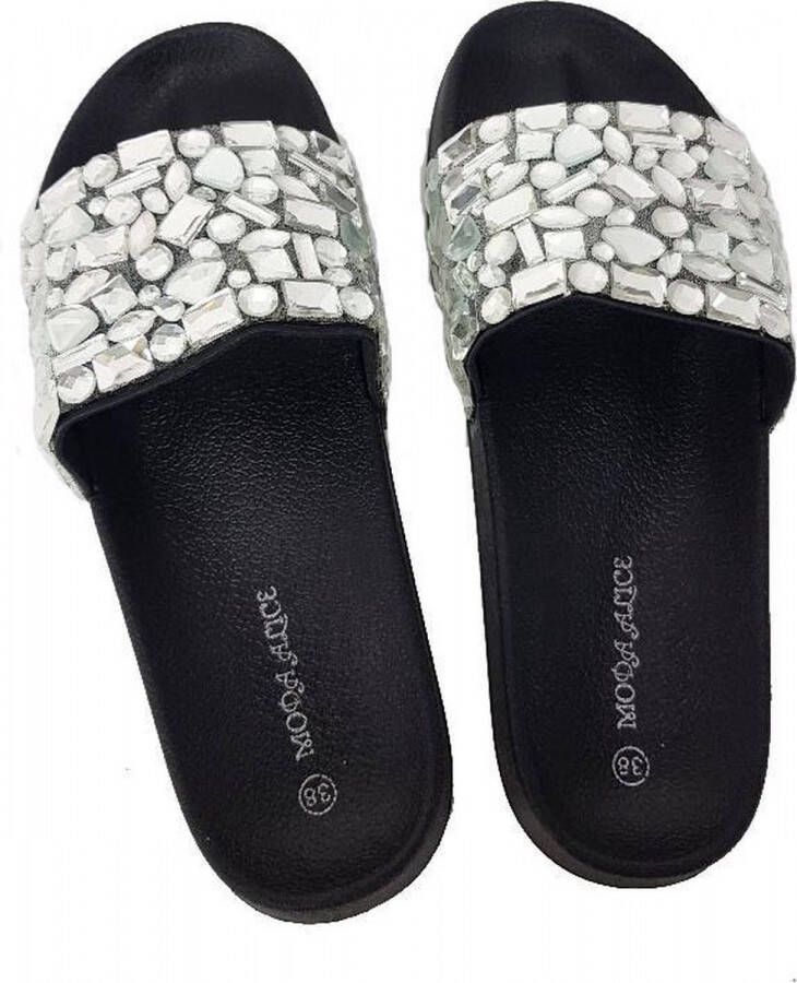 Moda Alice damesslippers-met zilveren strass