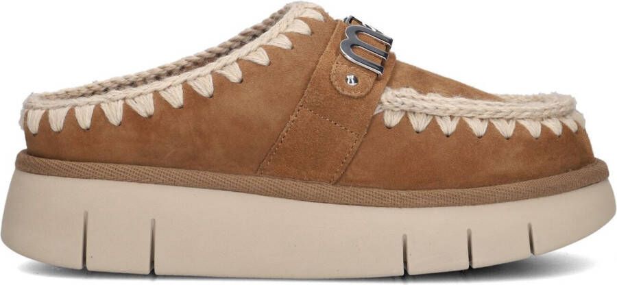 MOU Bounce Clog Pantoffels Sloffen Dames Cognac