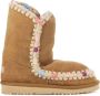 MOU Enkellaarsjes Dames Pantoffels Damesschoenen Suède Eskimo 24 Cognac combi - Thumbnail 2