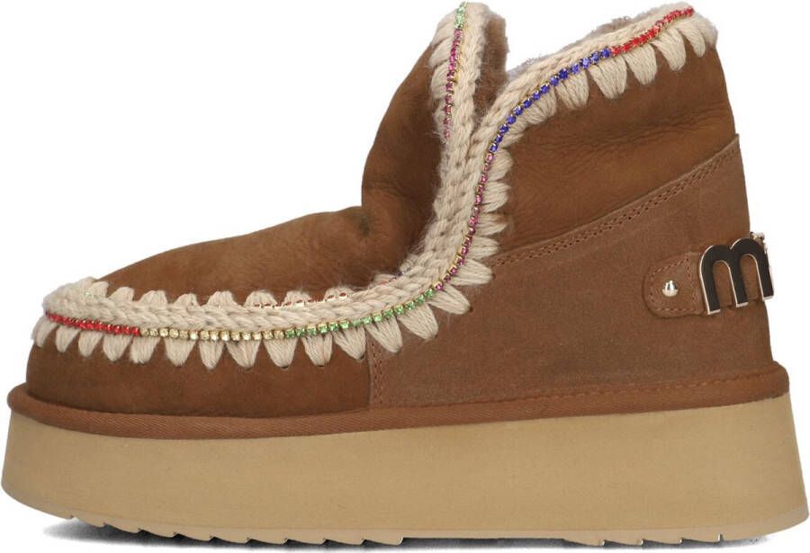 MOU Vachtlaarzen Dames Eskimo 18 Platform Rhinestones Maat: 35 Materiaal: Suède Kleur: Cognac - Foto 2