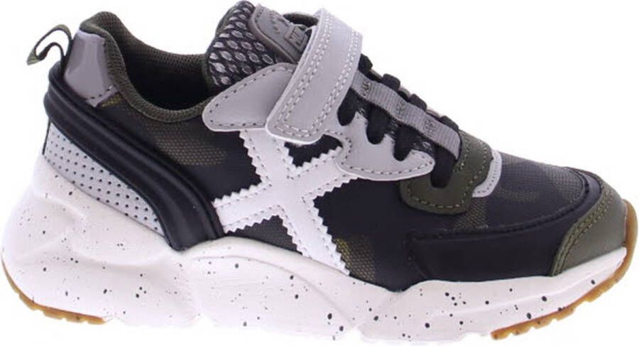 Munich Mini Track Sneaker Jongens Zwart grijs wit groen