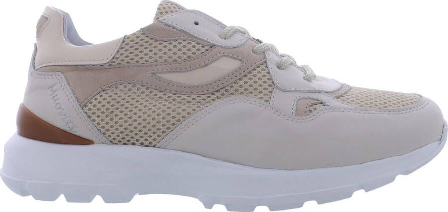 Muoviti Jill Sneaker Off-White Taupe Leer Mesh Suede Wijdtemaat H Schoen