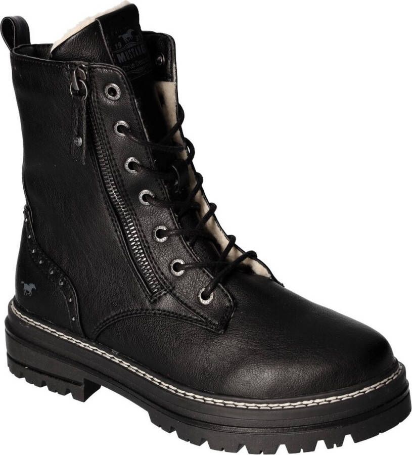 Mustang Shoes Winterlaarzen hakken winter enkellaars veterschoenen nagels en decoratieve naden