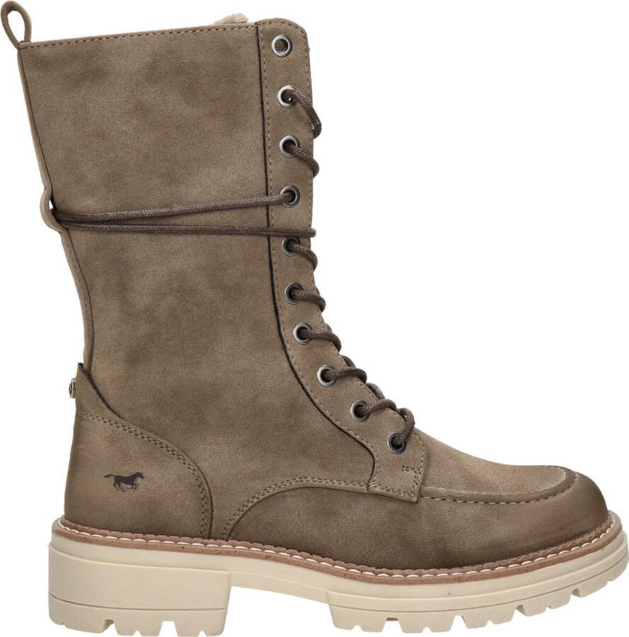 Mustang Winter Hoge Veterschoen Beige Dames