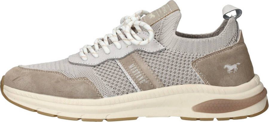 Mustang Taupe Sneaker met Elastische Enkelband Beige Heren