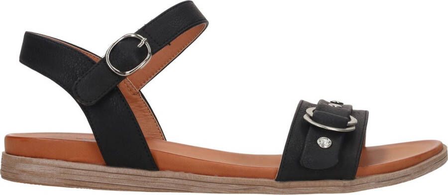 Mustang Zwarte zomersandalen met klittenbandsluiting Black Dames