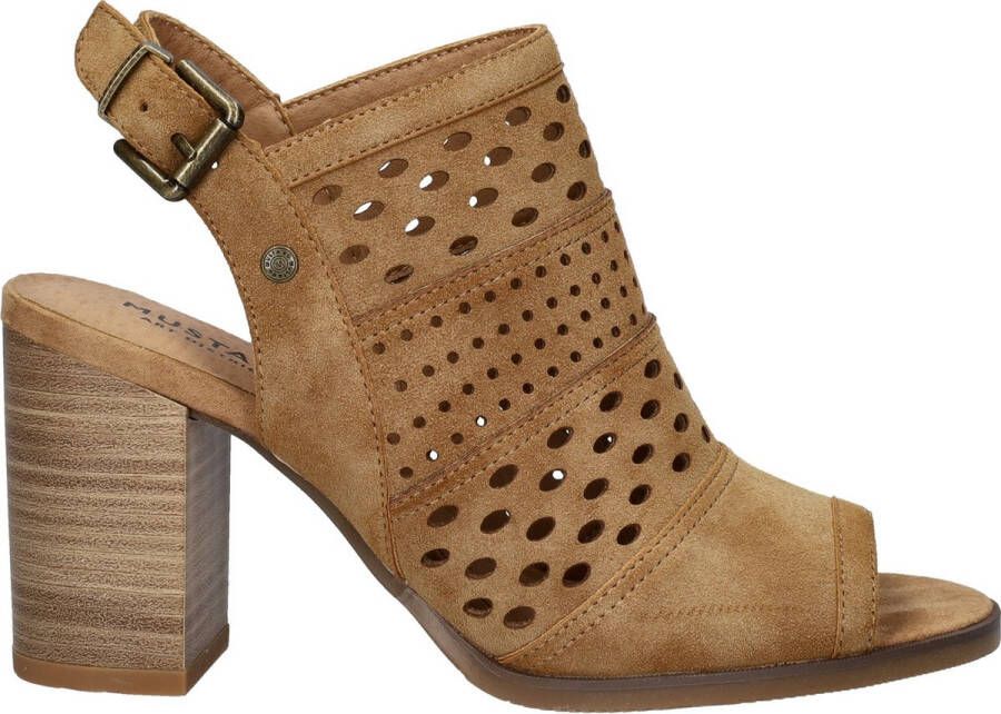 Mustang Geperforeerde Cognac Sandalette Brown Dames