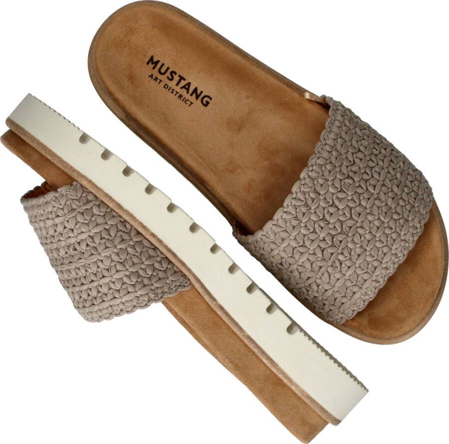 Mustang Taupe Textiel Zomer Slipper Beige