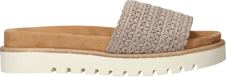 Mustang Taupe Textiel Zomer Slipper Beige