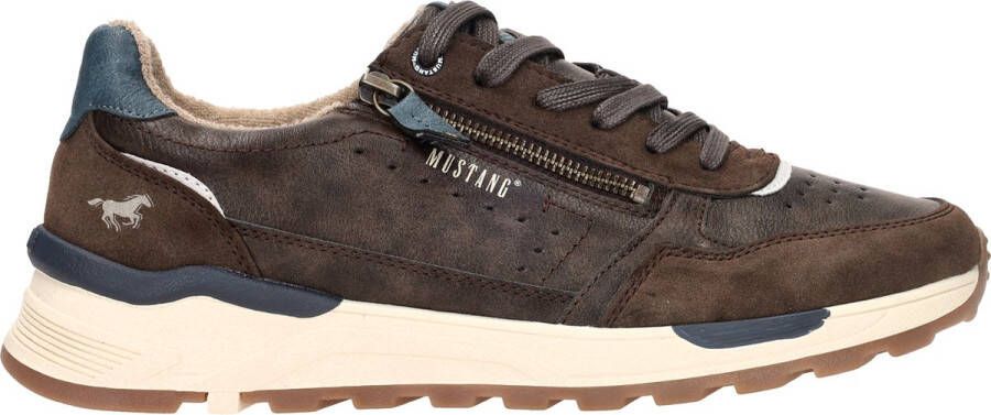 Mustang Comfortabele herensneaker met rits Brown Heren