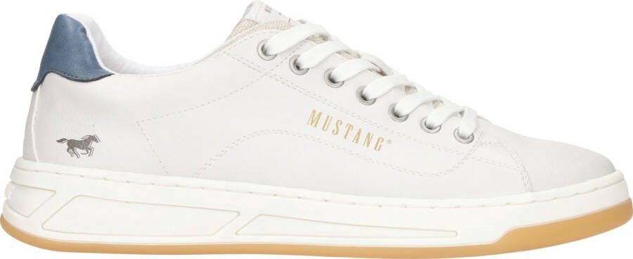 Mustang Wit Blauwe Sneaker met Gevormd Voetbed White Heren