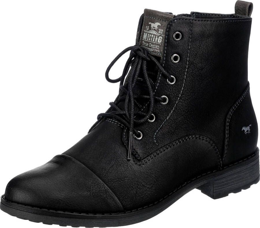 Mustang Shoes Winterlaarzen blokhak winterlaars veterschoenen bezet met studs