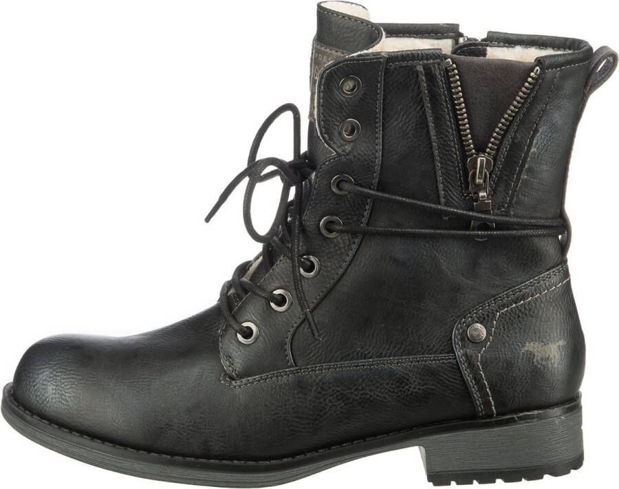 Mustang Shoes Winterlaarzen blokhak winterlaars veterschoenen bezet met studs