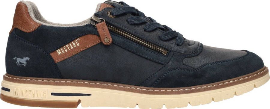 Mustang Blauwe Sneaker met Cognac Details Blue Heren - Foto 1