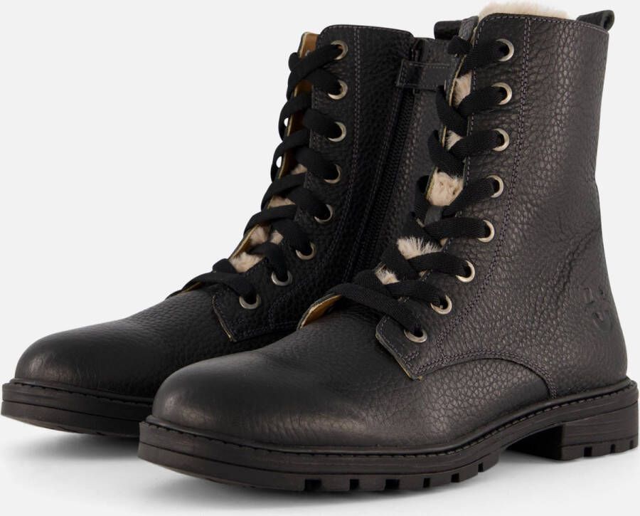 Muyters Veterboots Fur zwart Leer