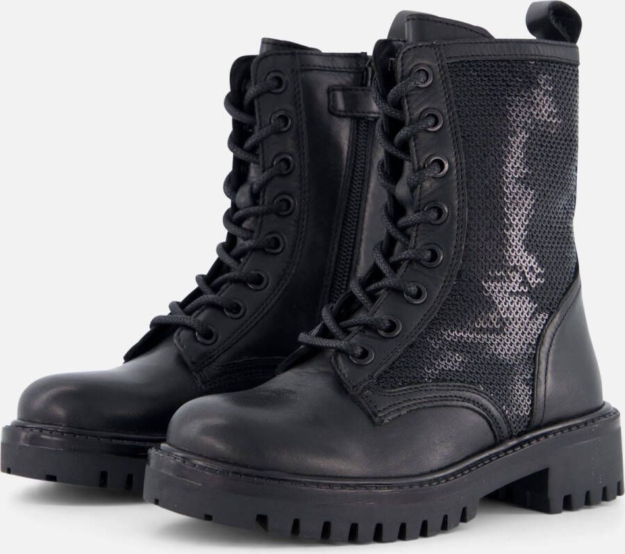 Muyters Veterboots zwart Leer