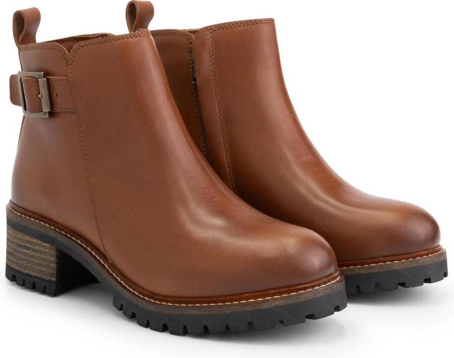 Mysa Myrtia dames leren enkellaarzen Gevoerde boots Cognac Bruin Leer