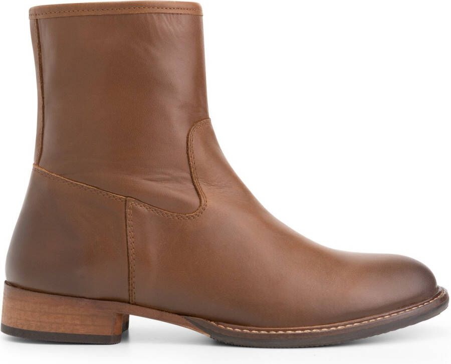 Mysa Susana Dames Leren Enkellaarzen Nette schoenen vrouwen Cognac Bruin Leer