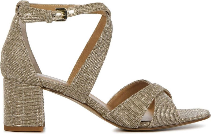 Nalini Sandalen Dames Damesschoenen Leer Glitter Blokhak hoogte 23E094 Goud Schoenen