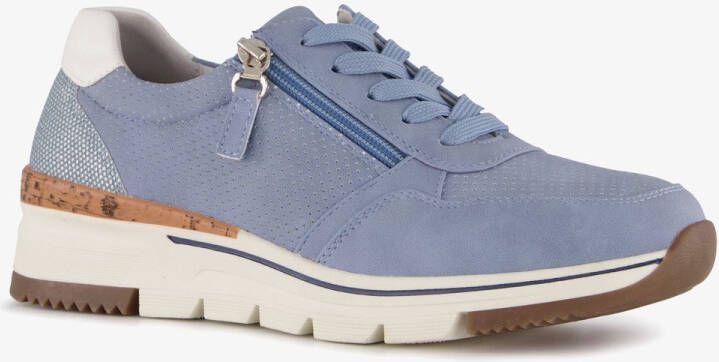 Natuform dames sneakers met kurkdetail blauw Uitneembare zool