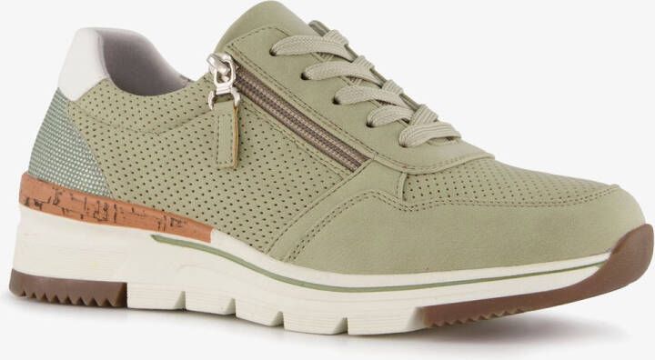 Natuform dames sneakers met kurkdetail groen Uitneembare zool