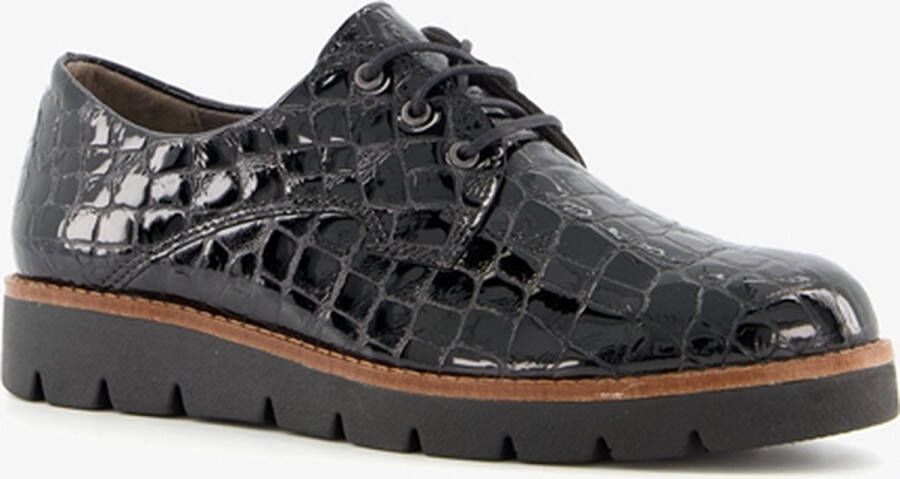 Natuform dames veterschoenen met croco print Zwart Maat Uitneembare zool37