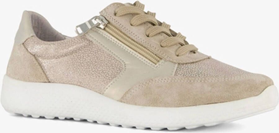 Natuform leren dames sneakers beige Uitneembare zool