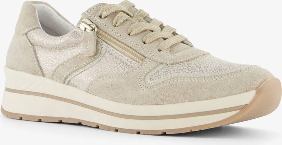 Natuform leren dames sneakers beige Uitneembare zool