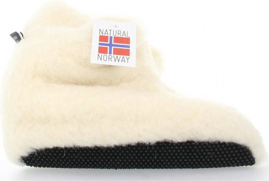 Natura Norway Natura Merino wollen sloffen antislip Wit Crème