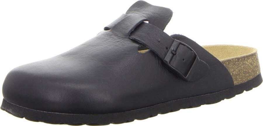 Natural Sense unisex pantoffels klomp leer zwart