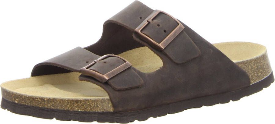 Natural Sense unisex pantoffels muiltjes sandalen leer bruin