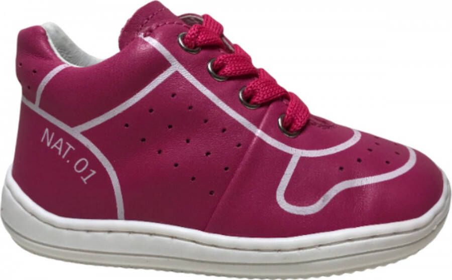 Naturino veter lederen sneakers Snuggly Fuchsia wit