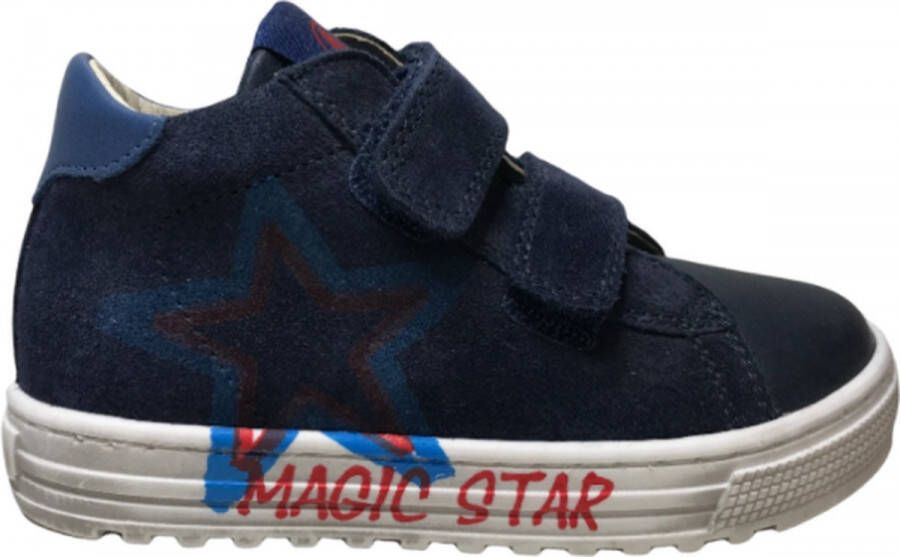 Naturino lederen velcro's hoge sneakers navy blauw Batista