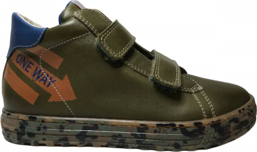 Naturino lederen velcro's hoge sneakers camouflage groen blauw Agoraio