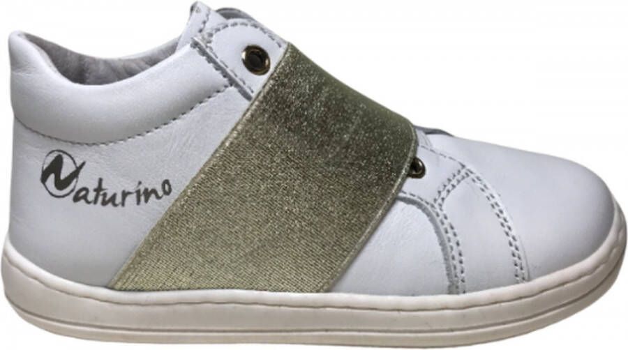 Naturino gouden elastiek lederen sneakers 4701 Wit