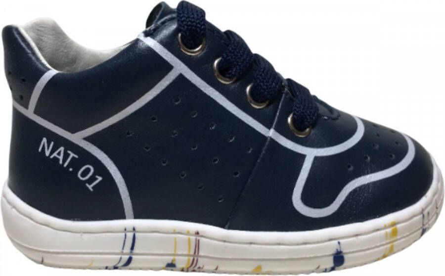 Naturino veter lederen sneakers Snuggly Navy wit