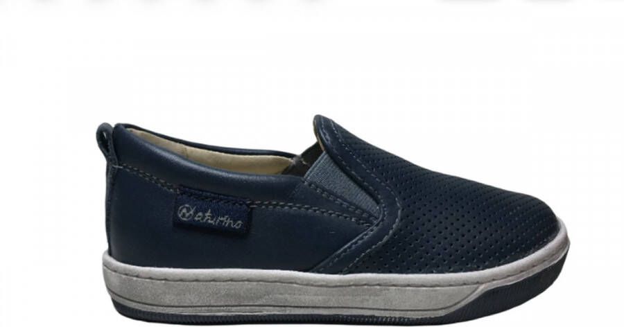 Naturino effen lederen slip on instappers Savona navy