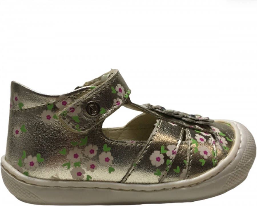 Naturino velcro 2 bloemen bumper bloemenprint gesloten lederen sandalen Maggy goud