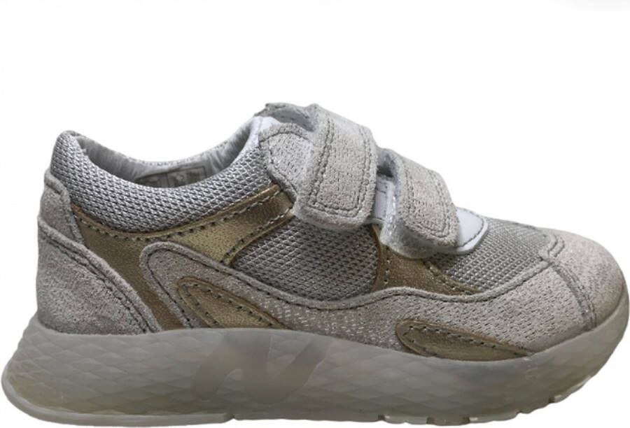 Naturino velcro sportieve lederen mesh sneakers Bench zilver goud