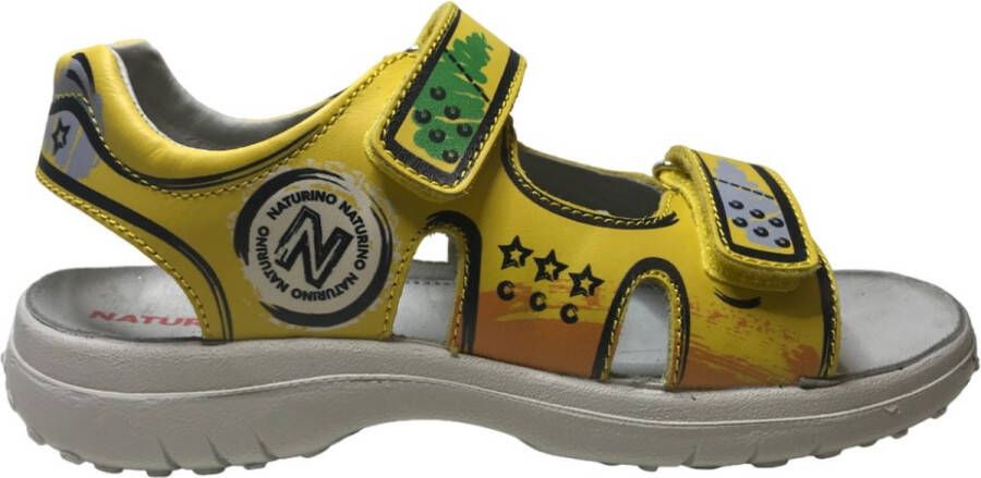 Naturino Arkibald velcro logo lederen sandalen Geel