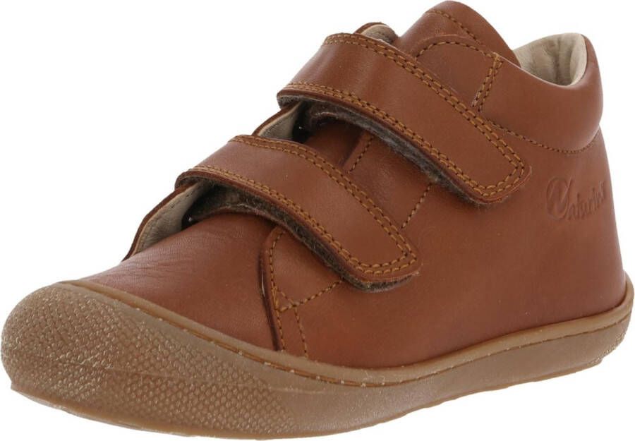 Naturino Cocoon Wool Mt 25 velcro's bumper warme effen lederen sneakers cognac