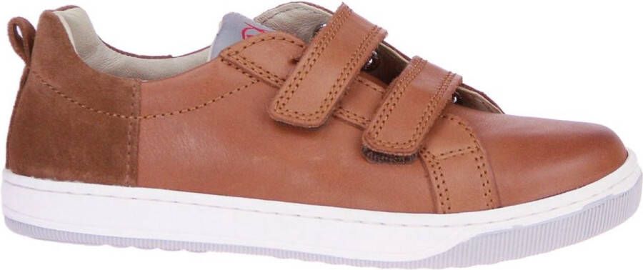 Naturino Caleb velcro effen lederen schoenen bruin