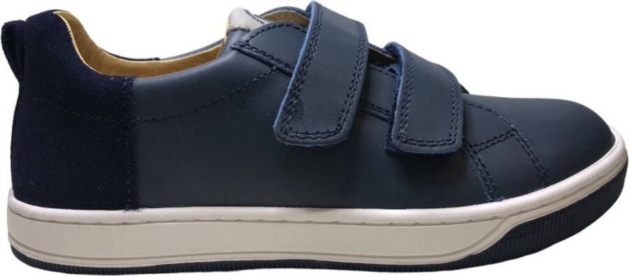 Naturino Caleb velcro effen lederen sneakers blauw