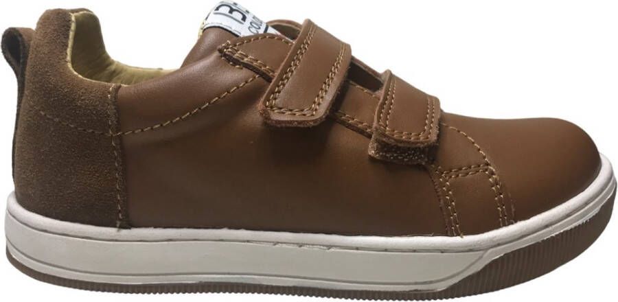 Naturino Caleb Velcro's effen lederen sneakers Bruin