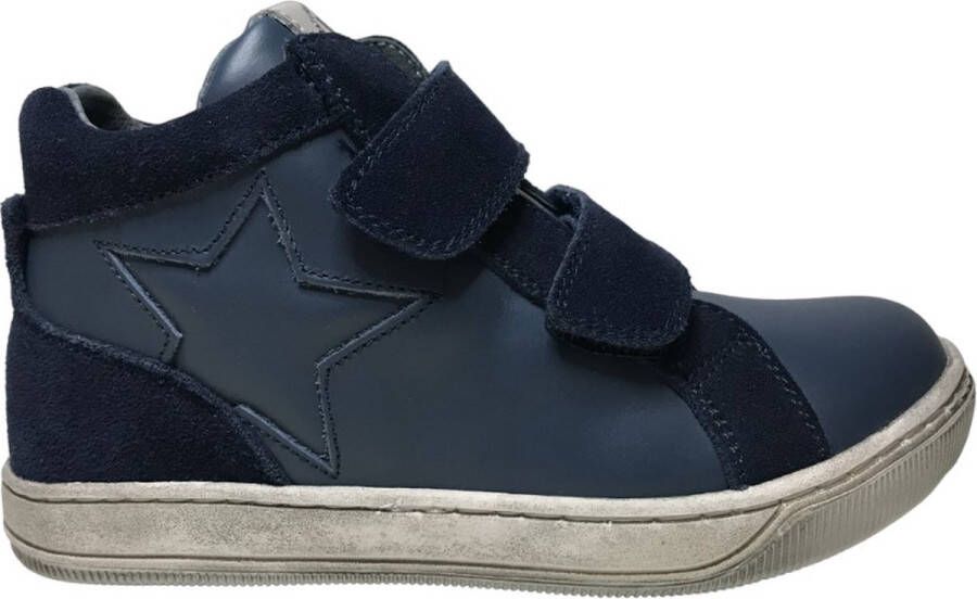 Naturino Clay Star 2 velcro's ster lederen hoge sneakers blauw