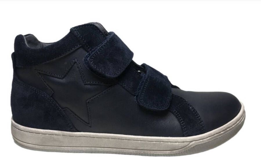 Naturino Clay Star 2 velcro's ster lederen hoge sneakers navy