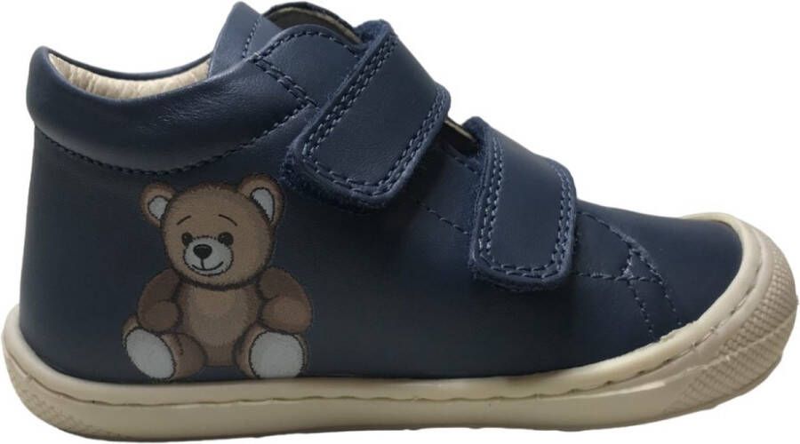 Naturino Cocoon Bear velcro's bumper lederen sneakers beer blauw