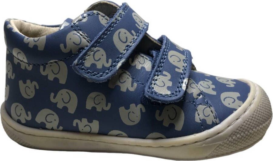 Naturino Cocoon bumper lederen velcro sneakers grijze olifanten blauw