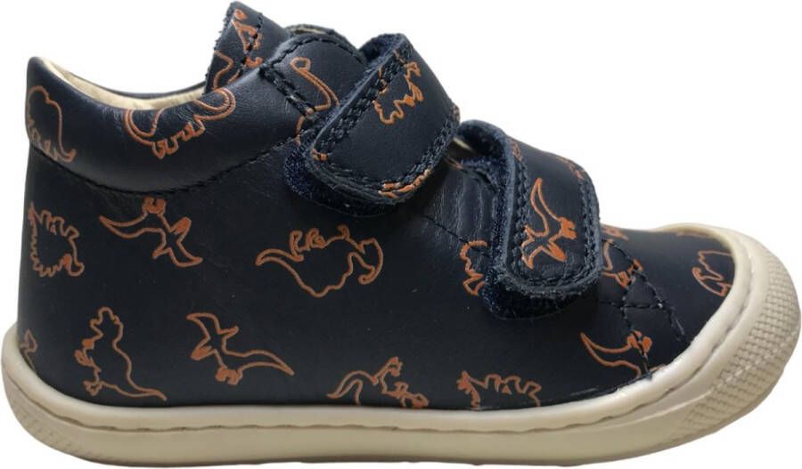 Naturino Cocoon bumper lederen velcro sneakers orange dino navy