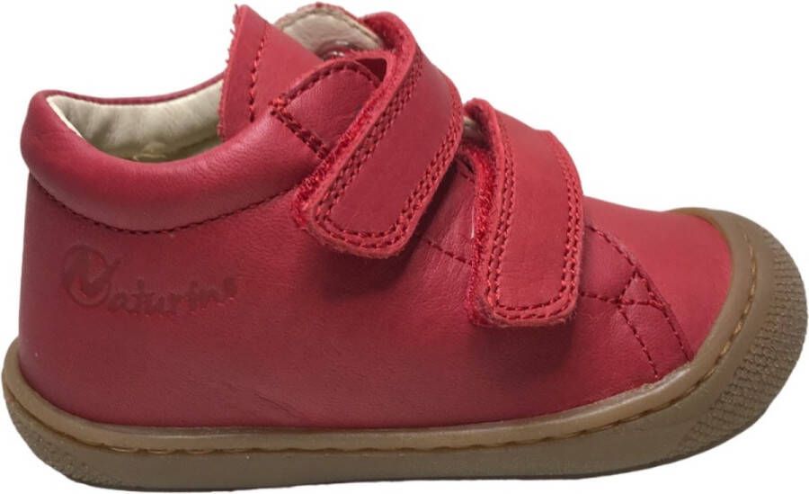 Naturino Cocoon velcro's bumper effen lederen sneakers Rood